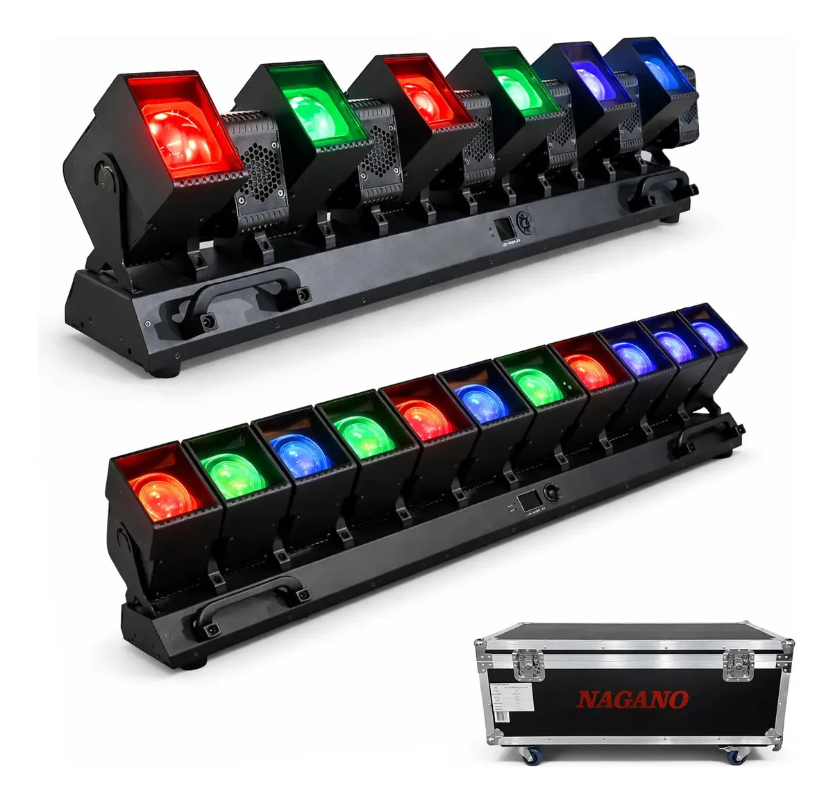 Kit 2 Barras Giratória Máquina Led Rgb 12 Cabeças 800w