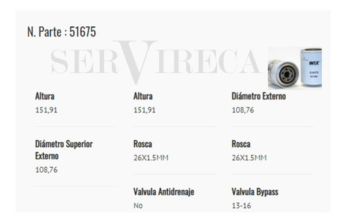 Imagen 2 de 4 de Filtro Aceite Mitsubishi Canter Hyundai Hd65 H100 Kia Pregio