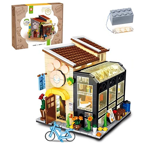 Set De Librería De Gatos Y Flores, Compatible Lego, 64...