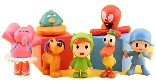 7 Unids/set Kawaii Pocoyo Juguete Animal Pájaro Elefante Muñ