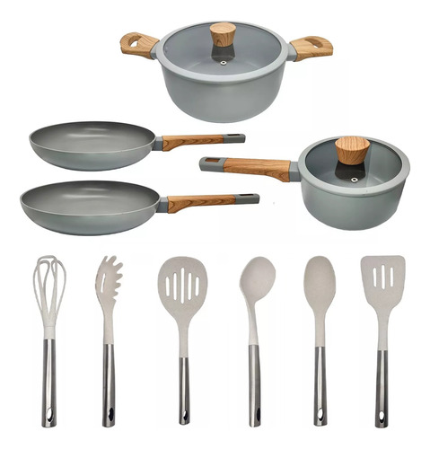 Set Bateria Completa Más Utensilios Larhaus Scandi Grey