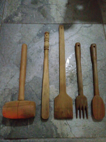 Utensilios De Cocina En Madera. Lote De 5.precio Por Los 5.