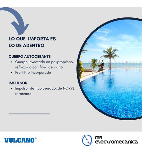 Imagen 5 de 10 de Bomba Vulcano 1/2hp Autocebante Pileta Bap050 0.50 Hp