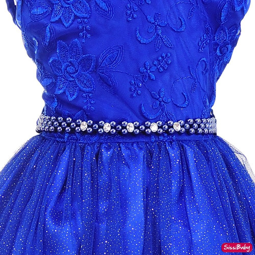 Vestido Festa Infantil Luxo Princesa Realeza Azul Royal 4/16 | Parcelamento  sem juros