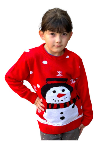 Ugly Sweater / Sueter Navideño Infantil Con Muñeco De Nieve