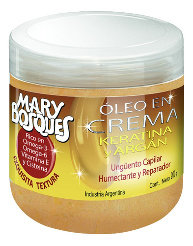 Oleo Crema Pote X 200g Keratina Y Argan- Mary Bosques