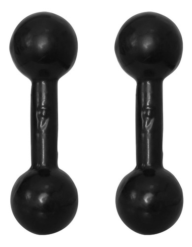 Par Halter 9kg Bola Emborrachado P/ Musculação E Treino Casa Cor Preto