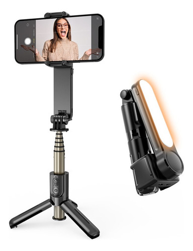 Bluetooth Selfie Stick E Tripé L09 Gimball Com Light Light