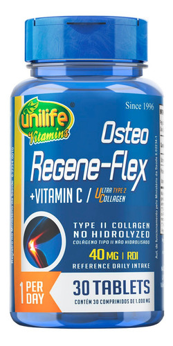 Osteo Regene - Flex +vita. C + Colageno Tipo 2, 30un Unilife