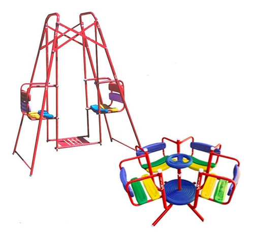 Imagen 1 de 3 de Combo De Hamaca Y Calesita Juego Niños Parque Premium