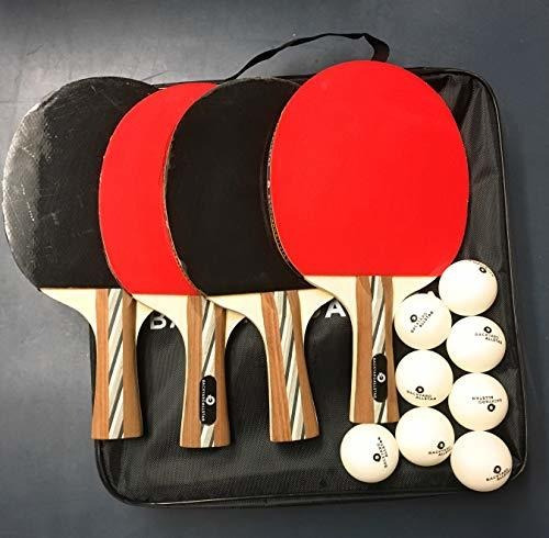 Juego Paleta Ping Pong 4 Madera 8 Bola Bolsa Transporte