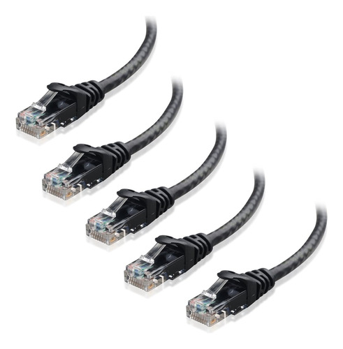 Cable Ethernet Cat 6, 10 Gbps, 3 Pies, Paquete De 5, Negro