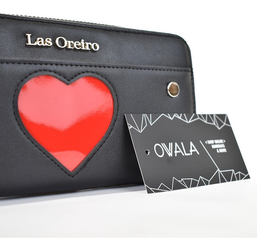 Billetera Las Oreiro Mujer Cuero Sintetico Corazon Original