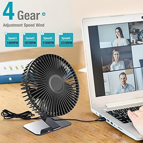 Imagen 4 de 6 de Ventilador De Escritorio Xasla Ajuste 90 Grados Negro