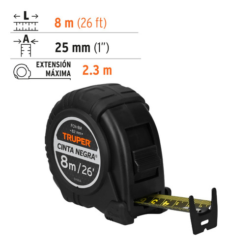 Cinta Para Medir Cinta Metrica Flexometro Cinta Negra Ancha