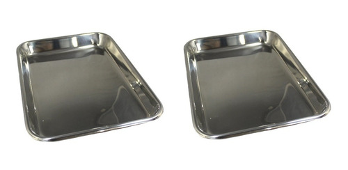 2 Bandejas Cirurgica Inox 25 X 16,5 X 3 Cm (funda)