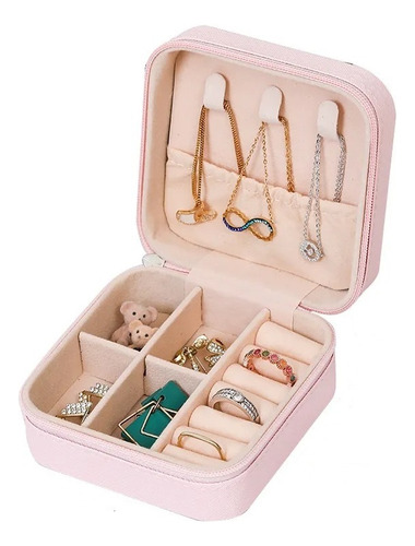 Mini Joyero Organizador De Joyas Portátil Blanco Collar Aros