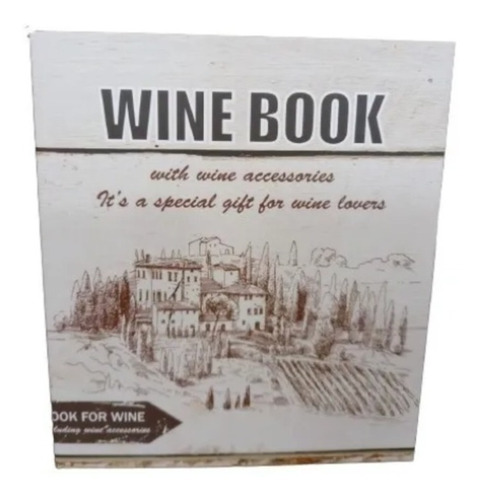 Set De Vino 3 Elementos Wine Book Estuche Forma De Libro