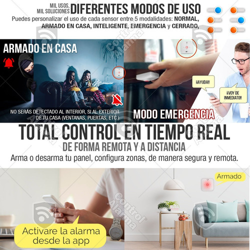 Imagen 6 de 9 de Kit 7 Alarma Wifi Vecinal Google Alexa Tuya Seguridad Casa
