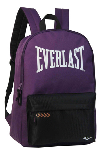 Mochila Urbana Everlast 17 Pulgadas Deportiva Liviana Color Violeta Diseño De La Tela Liso