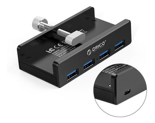 Clip Hub Aleación Aluminio Orico 4 Puertos Usb 3.0-challet99