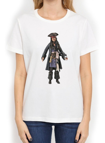 Remera Blanca Johnny Depp Jack Sparrow Cine Unisex Y Niños