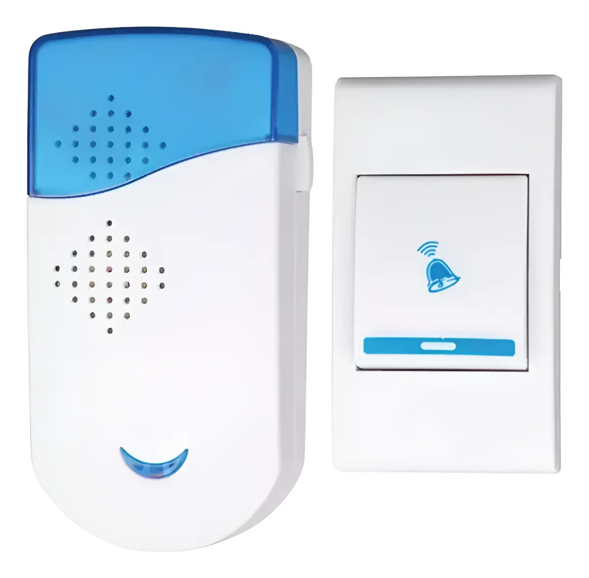 Timbre Inalambrico A Pila Portatil Alto Alcance Melodias Color Blanco / Rectangular