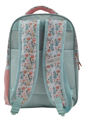 Mochila Escolar Frozen Niñas 40 Cm Jacquard Color Salmón Diseño De La Tela Liso