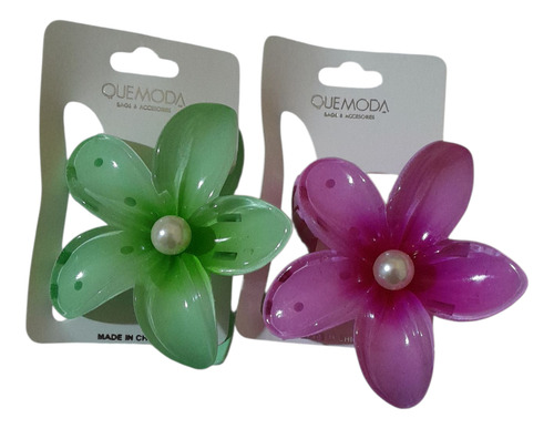 Broches Hawaianas Para El Pelo Com Perla De 8 Cm X 12 Unidad Varios Colores