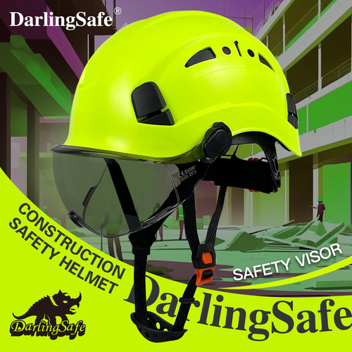 Casco De Seguridad Construcción Con Visera Ansi Isea Z89.1 Ds-a8-visera Tintada Verde
