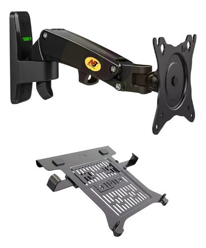 Suporte De Monitor Parede Articulado E Bandeja Notebook Cor Preto