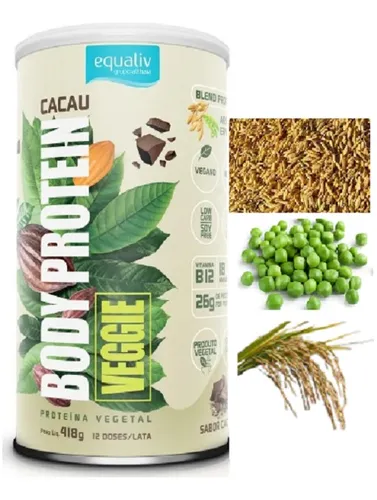 Body Protein Veggie Sabor Cacau Vegano Proteina Vegetal 418g