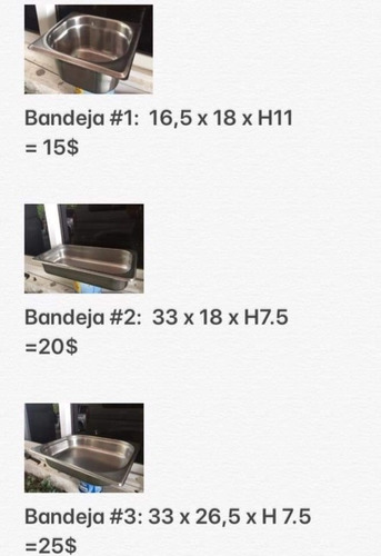 Imagen 2 de 8 de Bandeja De Acero Inoxidable 52 X 32 X 10 Alto