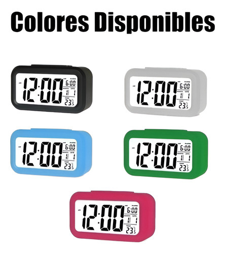 Reloj Despertador Digital Luz Lcd Temperatura Fecha 62115