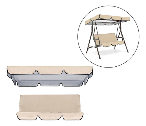 Set De 3 Personas Con Funda De Banco Oscilante Con Beige