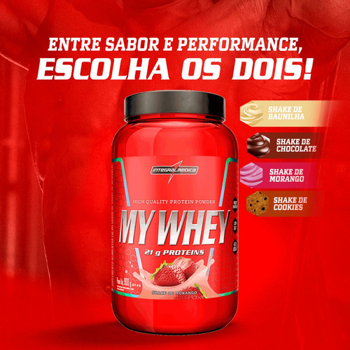 My Whey Shake De Morango Pote 900g Integralmédica Morango