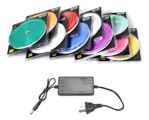 Kit Manguera Luz Neon 5 Mts + Fuente + Ficha 12v Exterior Azul