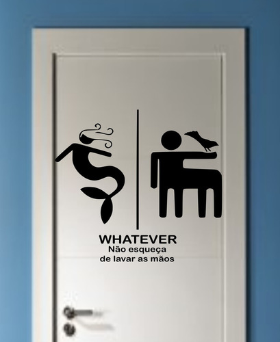 Adesivo Parede Toilet Whatever Banheiro Porta Md1  55x54 Cm