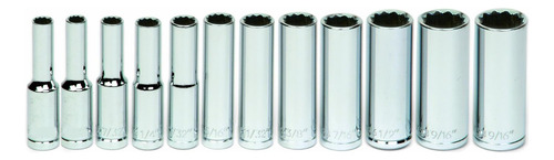 Juego De Llaves De Vaso 12 Puntas Métricas 1/4 Pulgadas