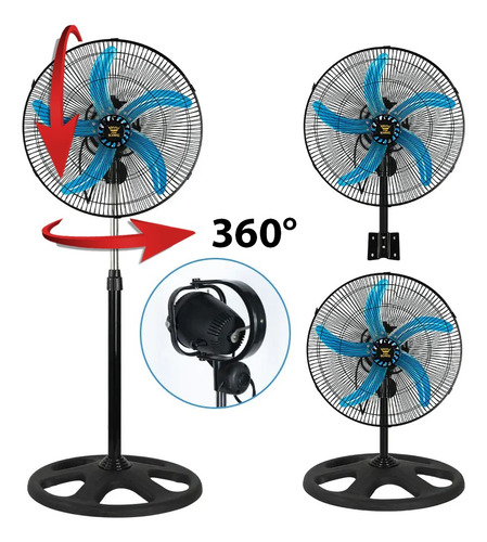 Ventilador Industrial 3 En 1 45 Cm Orbital 360° 5 Aspas