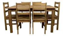 Comprar Mesa De Jantar Com 6 Cadeiras Madeira Maciça 140x80 Rustico Cor Madeira-madeira