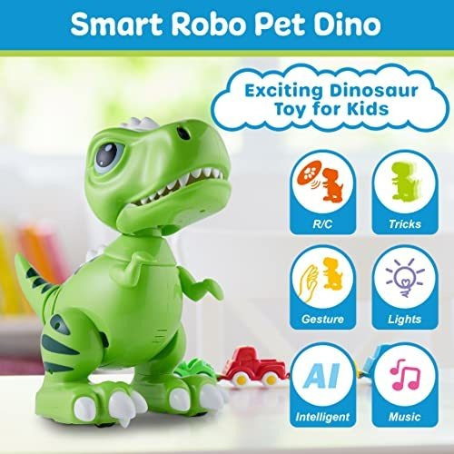 Dinosaurio Con Control Remoto Ojos Luz Led Camina Verde