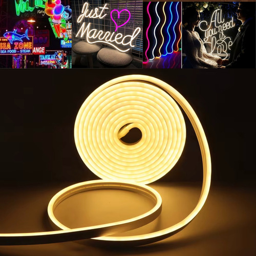 Fita LED Neon Flexível 3528 120Led VLX 5 metros Mangueira Corte 2,5cm Cor da Luz Branco Quente Tensão IP65 3000k Alto Brilho
