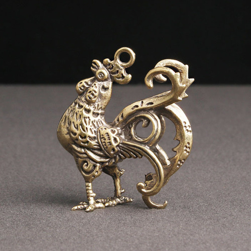 Llavero De Latón Con Forma De Gallo Con Colgante Y Animales