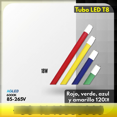 Tubo Led T8 18w Amarillo 120cm 6000k 90-265v Plastico