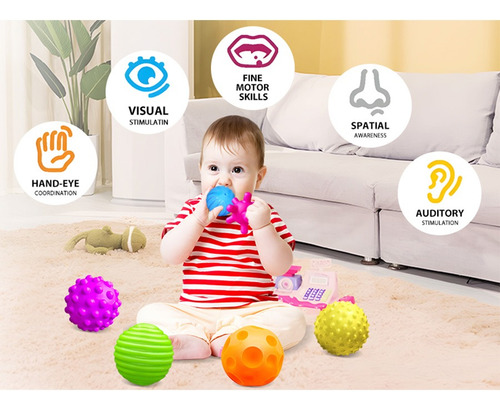 6 Bolas Texturizadas Para Bebés De 6 A 12 Meses De Edad, Par