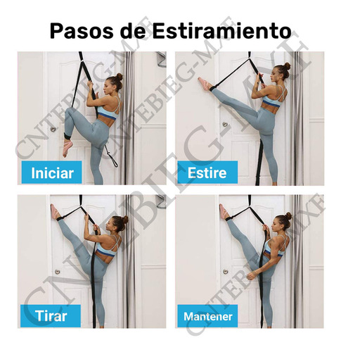 Correa Estiramiento Piernas Puerta Flexibilidad Ballet Yoga Color Negro