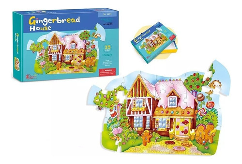 Imagen 1 de 3 de Rompecabezas Puzzle 35 Pzas Grandes Casa De Jengibre Cuento