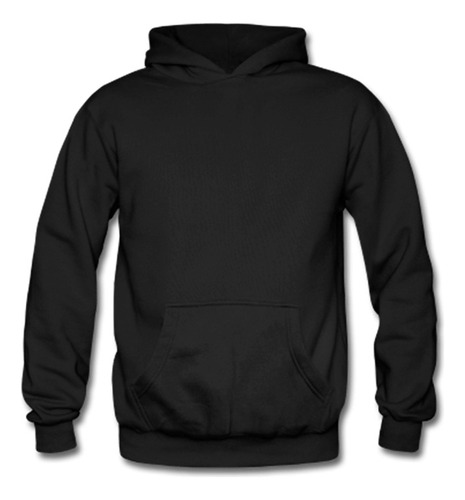 Poleron Canguro Cerrado Hoodie - Negro Y Gris - Algodon