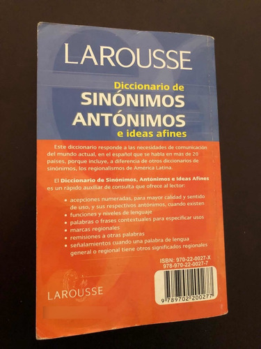 Diccionario De Sinónimos Y Antónimos - Larousse - Regalo (Usado)